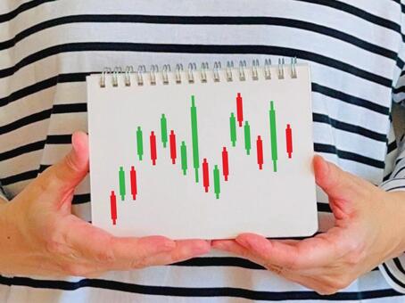 株価チャートと女性 株価,チャート,株の写真素材