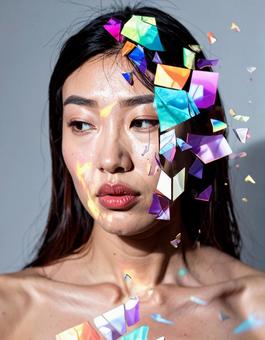 女性のプリズムポートレートの写真