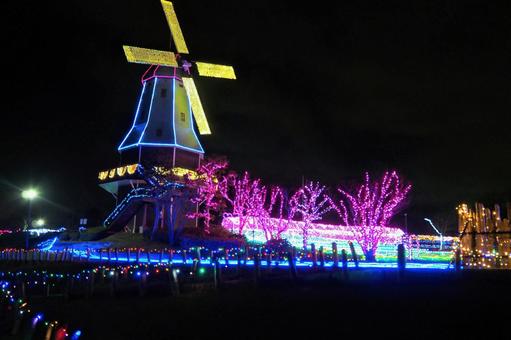 霞ヶ浦クリスマスイルミネーション・土浦市 冬,水郷桜イルミネーション,クリスマスの写真素材