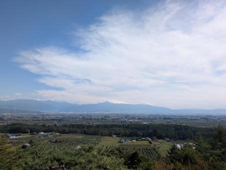 田舎の風景１ 空,雲,山の写真素材