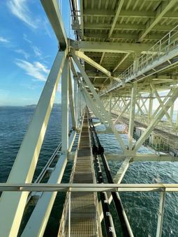 明石海峡大橋・展望スペースから 明石海峡大橋・展望スペースから 明石海峡大橋,海,風景の写真素材