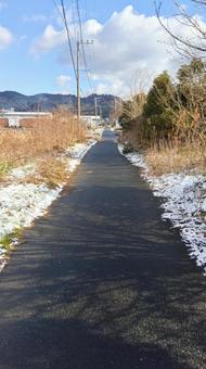 農道 雪 農道 雪 農道,雪,積もるの写真素材