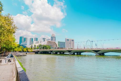 【シンガポール】金融街の街並み シンガポール,ビル,金融街の写真素材