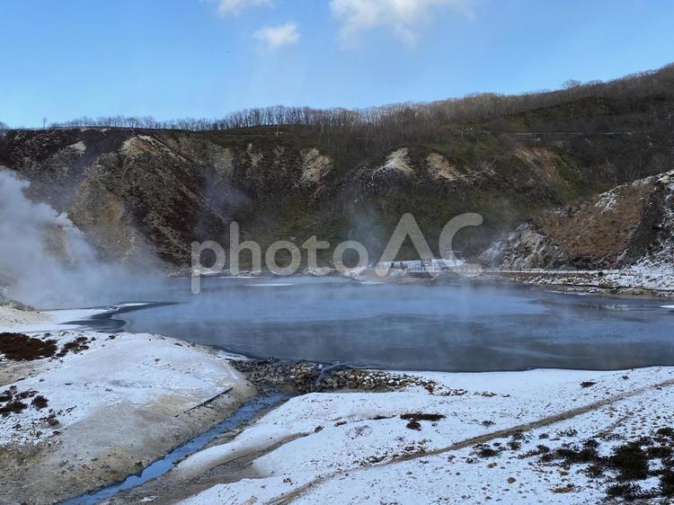 大湯沼@北海道登別 温泉,源泉,湯の写真素材