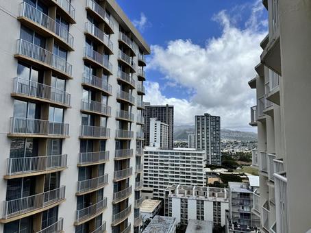 ホテルのバルコニーから見た風景 旅行,青空,風景の写真素材