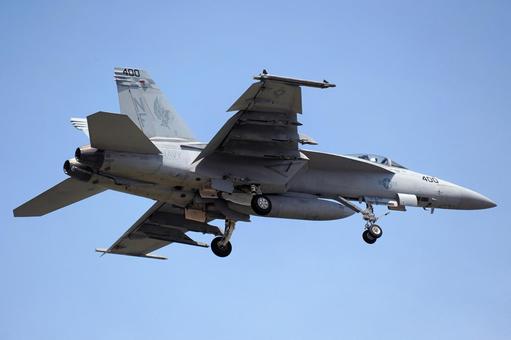 着陸するF/A-18 f/aー18,ジェット機,艦載機の写真素材