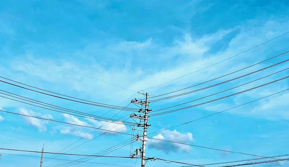 空と電線 空と電線の写真
