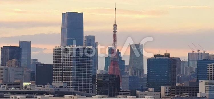 風景　東京　ベイエリア 風景,街並み,マジックアワーの写真素材