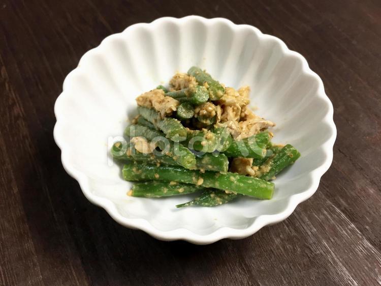 いんげんとむね肉のゴマ和え いんげん,むね肉,鶏の写真素材