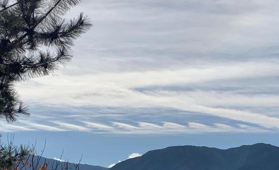 空　波状雲　一列 空,青空,巻雲の写真素材