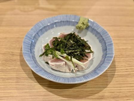 とりわさ とりわさ 鶏肉,とりわさ,海苔の写真素材