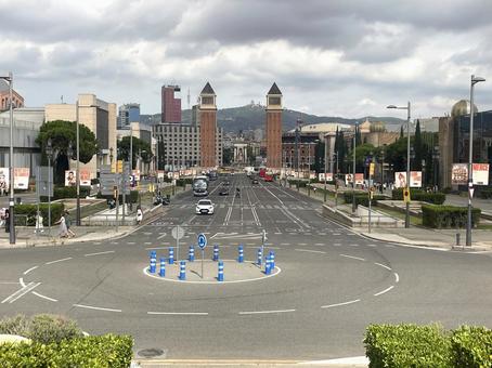 カタルーニャ美術館からスペイン広場を望む カタルーニャ美術館からスペイン広場を望む バルセロナ,スペイン,カタルーニャ美術館の写真素材