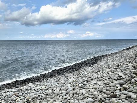 鳥取県 青空と鳴り石の浜 鳴り石の浜,鳴り石,海の写真素材