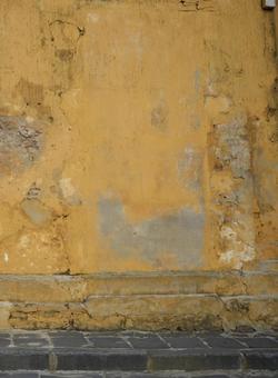 ベトナムの黄色い古びた壁 壁,古い,黄色の写真素材