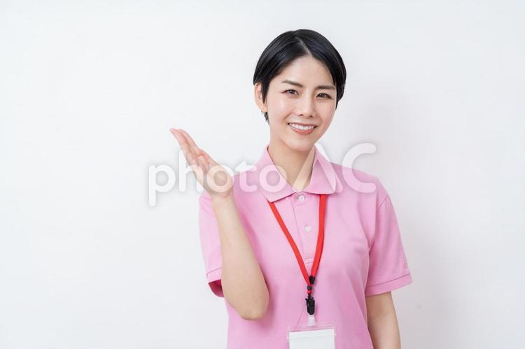 提案する介護士の女性 提案,介護,介護福祉士の写真素材
