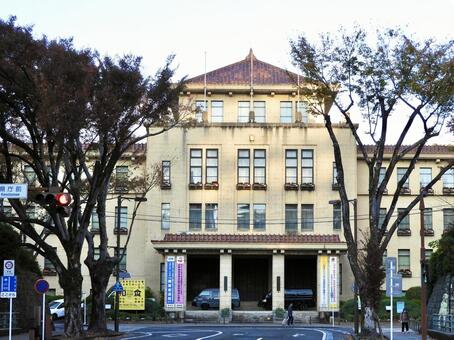 夕方の静岡県庁本館正面 静岡県庁,静岡県,静岡市の写真素材