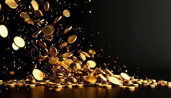 大量のコイン 金貨 大量のコイン 金貨の写真