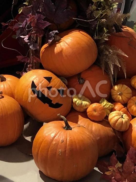 たくさん積まれたハロウィンのカボチャ ハロウィン,かぼちゃ,雑貨の写真素材