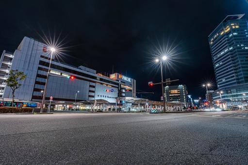夜の静岡駅前北口 夜の静岡駅前北口 静岡駅,静岡,ロータリーの写真素材