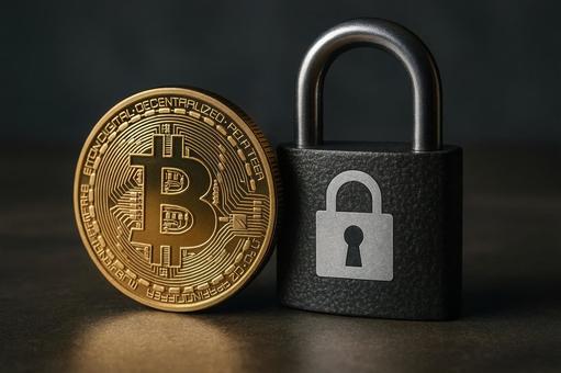 ビットコインと鍵 ビットコインと鍵の写真