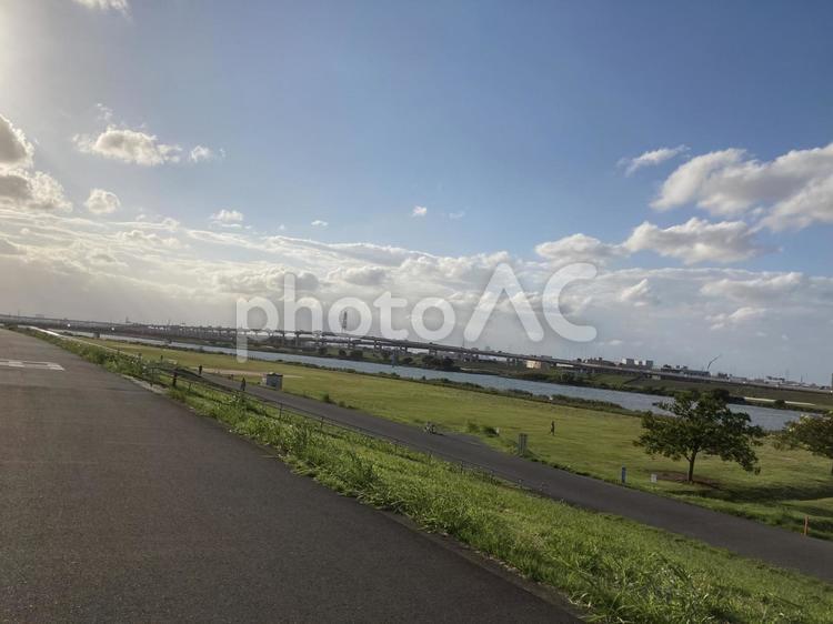 広々とした風景 風景,草,空の写真素材