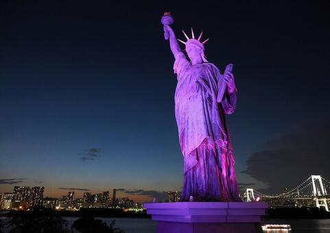 お台場の自由の女神 自由の女神,日本,ライトアップの写真素材