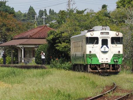 小湊鐵道 キハ40形 上総鶴舞駅 小湊鐵道,小湊鉄道,小湊の写真素材