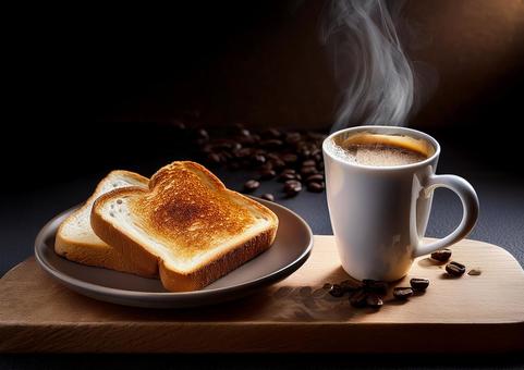 コーヒーとトーストの写真