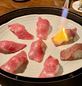 肉寿司 肉寿司,肉,炙りの写真素材