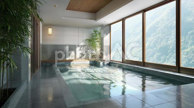 温泉旅館の内湯イメージ02 温泉,旅行,露天風呂の写真素材