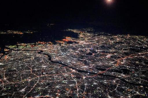 東京の夜景の空撮 東京の夜景の空撮の写真