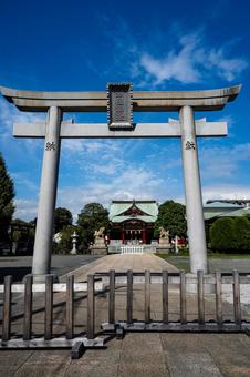 鳥居の中に本社殿 鳥居の中に本社殿の写真