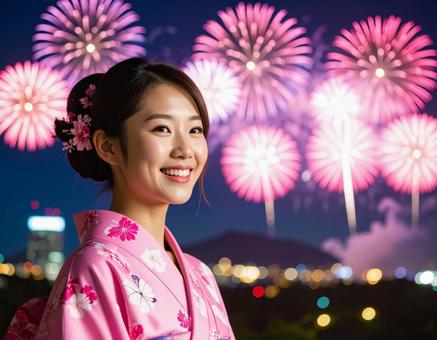 花火大会と彼女の写真