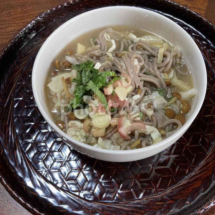 温蕎麦〜きのこと野菜 麺,蕎麦,温そばの写真素材