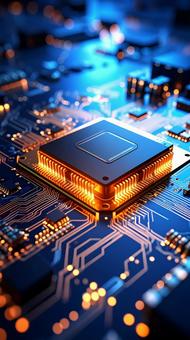 オレンジに光る半導体チップ(縦型) オレンジに光る半導体チップ(縦型)の写真
