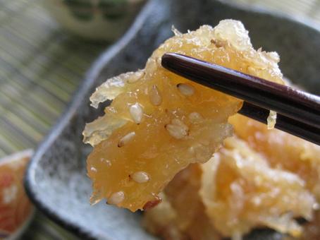 いかあられ おかず いか惣菜,ご飯の供,酒の肴の写真素材