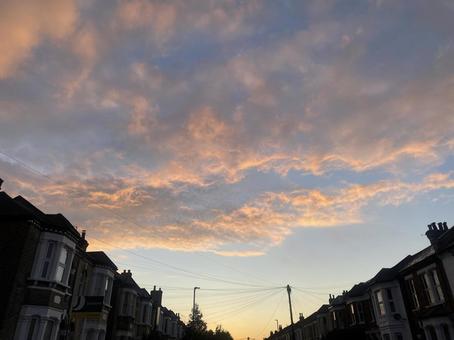 夕焼け雲、南ロンドン 夕焼け雲,空,ロンドンの写真素材