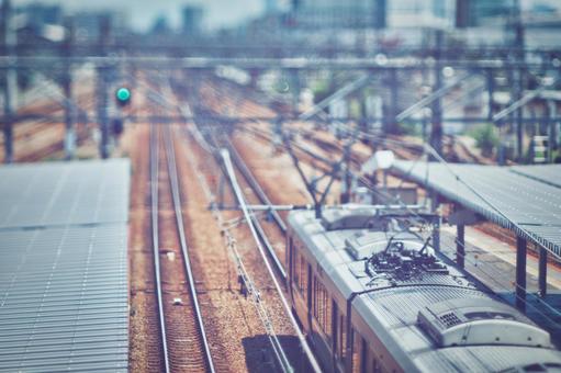 電車の線路風景 電車,線路,列車の写真素材