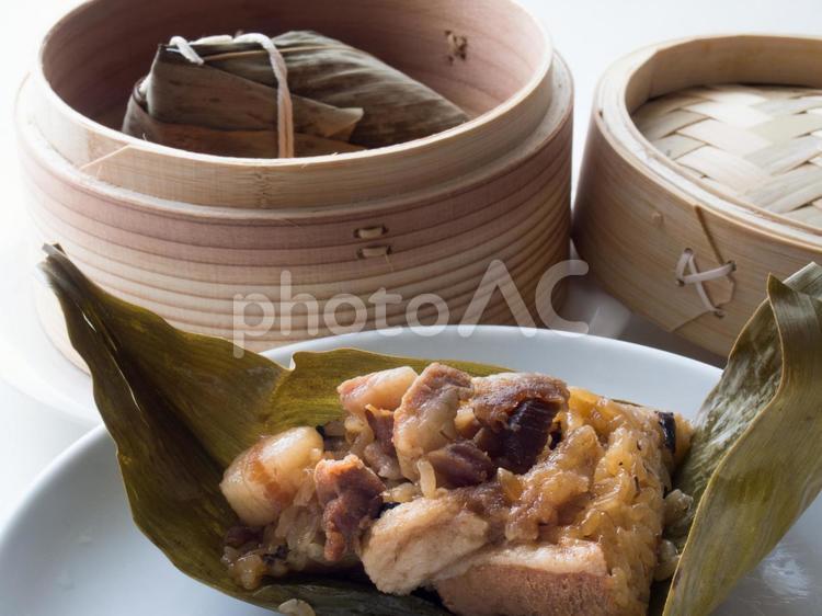 中華ちまきと蒸籠 ちまき,粽,中華の写真素材
