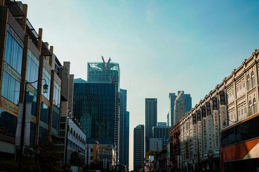 金融街とチャイナタウン シンガポール,チャイナタウン,街並みの写真素材