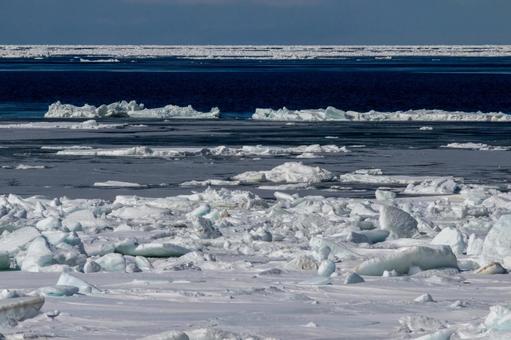 冬の海に浮かぶ流氷 冬の海に浮かぶ流氷の写真