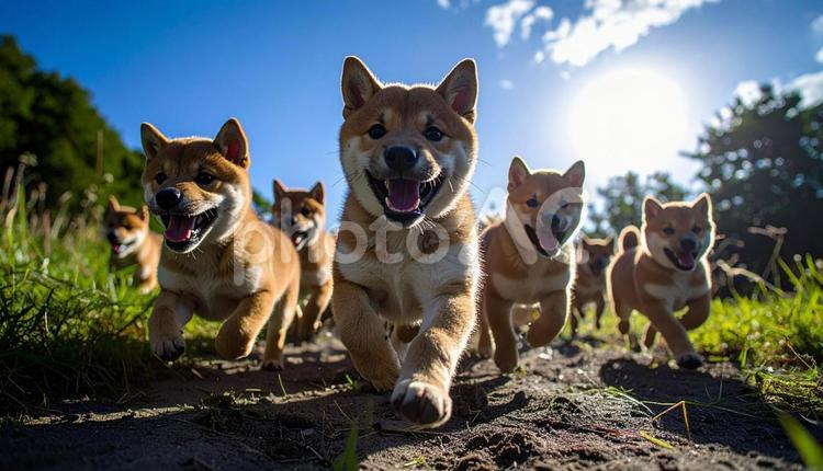 犬の大群 犬,仔犬,子犬の写真素材