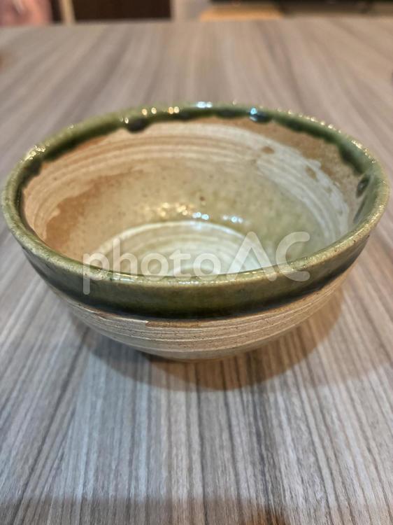 益子焼・緑縁の小鉢 益子焼,小鉢,緑釉の写真素材
