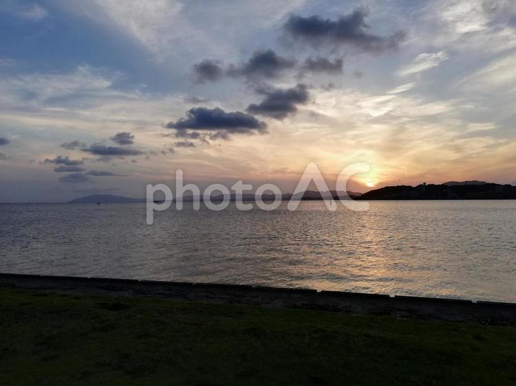 宍道湖の夕暮れ24 宍道湖,夕焼け,夕暮れの写真素材