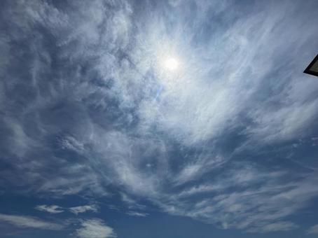 空と雲と太陽の写真