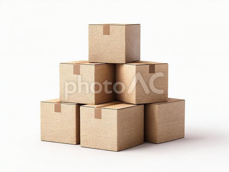 白い背景に置かれた引越し用段ボール 段ボール箱,箱,荷物の写真素材