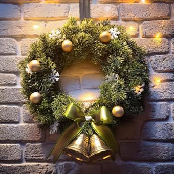 クリスマスリース(ポスター用) クリスマスリース,リース,クリスマスの写真素材