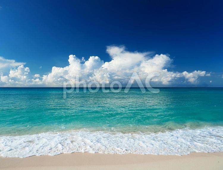 夏のコバルトブルーの海と青空 海,エメラルドグリーン,南国の写真素材