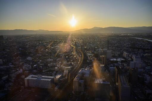岐阜市の夕焼け 岐阜市の夕焼け,夕焼け,岐阜の写真素材