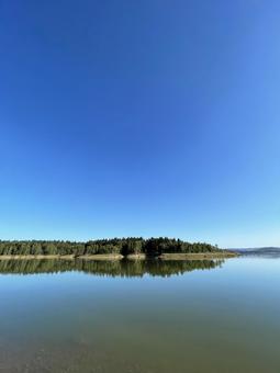 朱鞠内湖の風景16（昼） 朱鞠内湖,昼,朝の写真素材